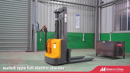 Carretilla elevadora semieléctrica de 1,5 toneladas con alcance para contenedores, con batería, altura de elevación de 3, 4 y 5,5 metros, motor de CA, manual, apilador de bidones con operador a pie.